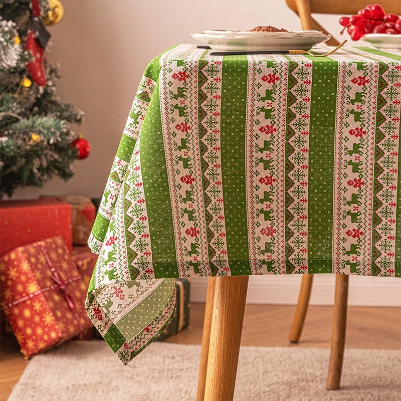 Simple Chinese Style Color Block Polyester Fiber Tablecloth