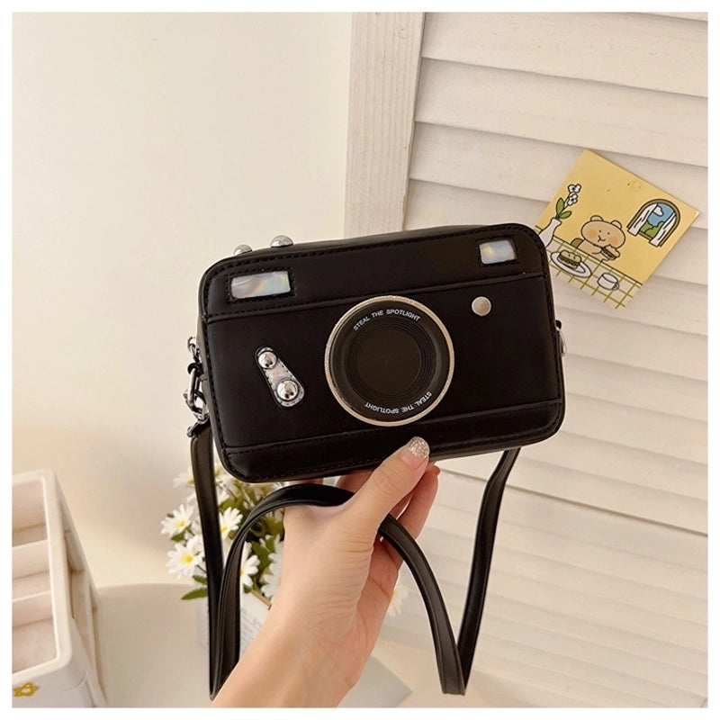 Women's Small All Seasons Pu Leather Camera Vintage Style Square Zipper Shoulder Bag