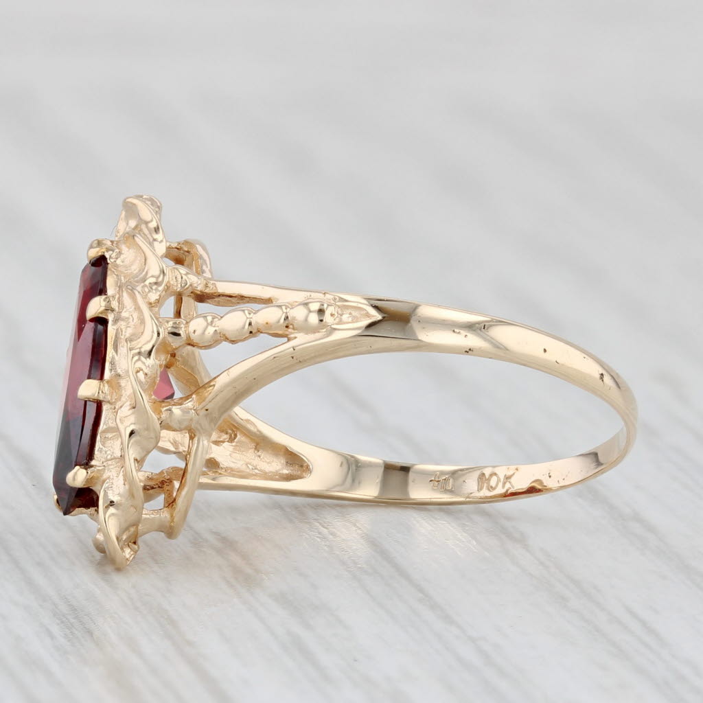 2.80ct Lab Created Garnet Marquise Solitaire Ring 10k Yellow Gold Size 7