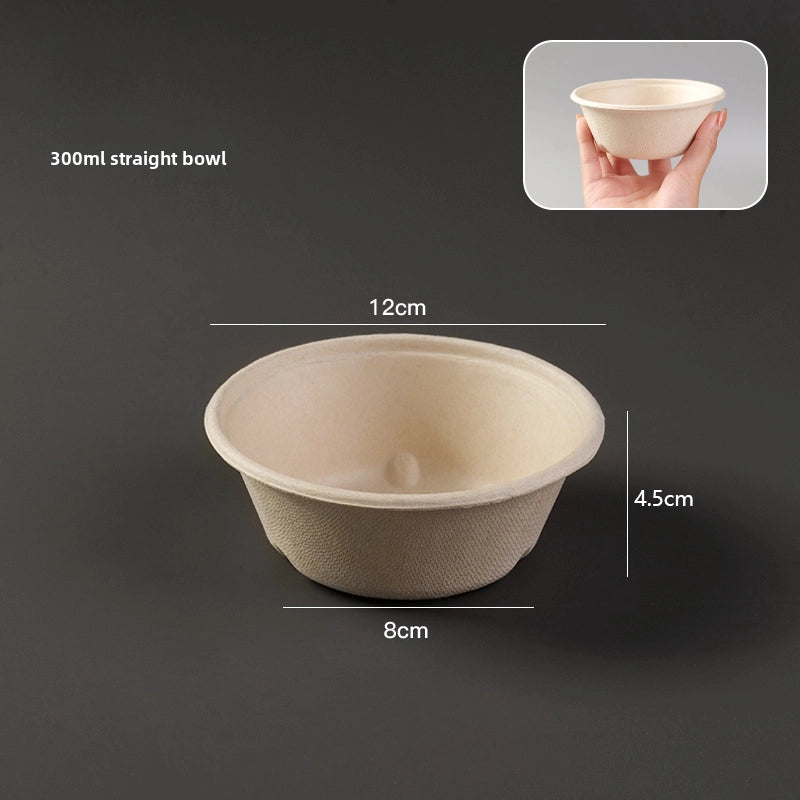 Disposable Paper Bowl Tableware Set Paper Bowl Commercial Household Bowl Degradable Whole Box Disposable Round Bowl