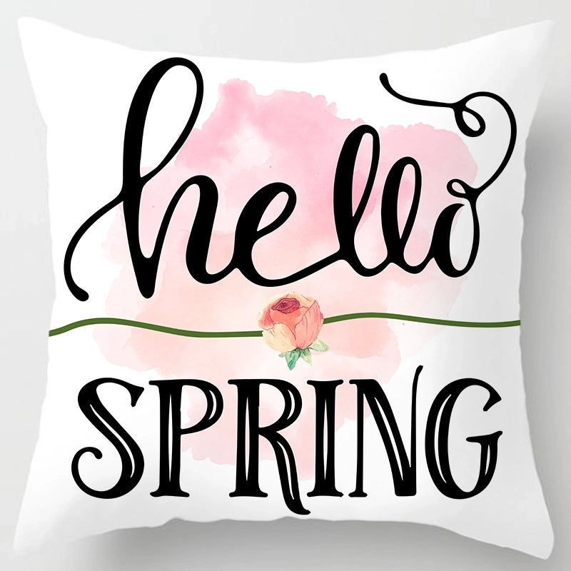 Sweet Minimalist Classic Style Letter Color Block Fibre Peach Skin Pillow Cases