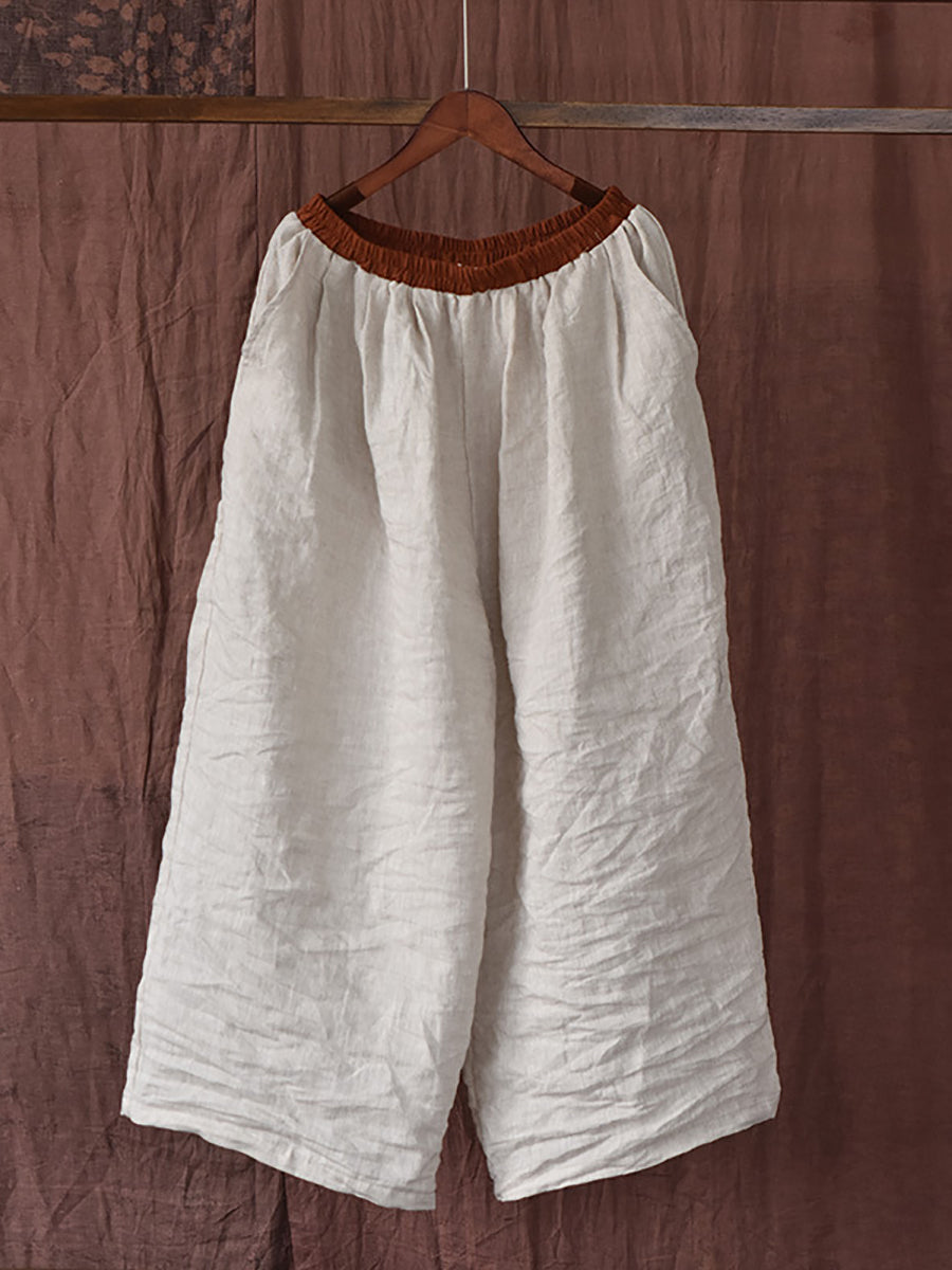 Women Summer Vintage Colorblock Loose Pants