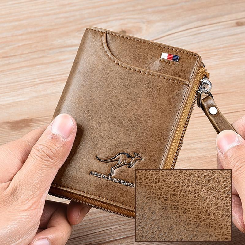 🔥 BIG SALE - 48% OFF 🔥🔥Men Wallet Zipper Genuine Leather Purse ( RFID PROTECTED )