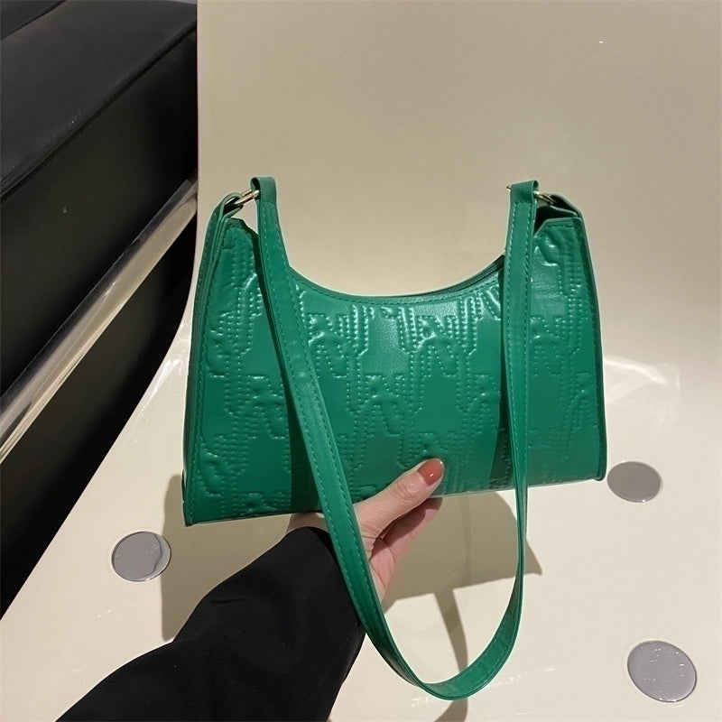 Women's Pu Leather Solid Color Classic Style Square Zipper Underarm Bag