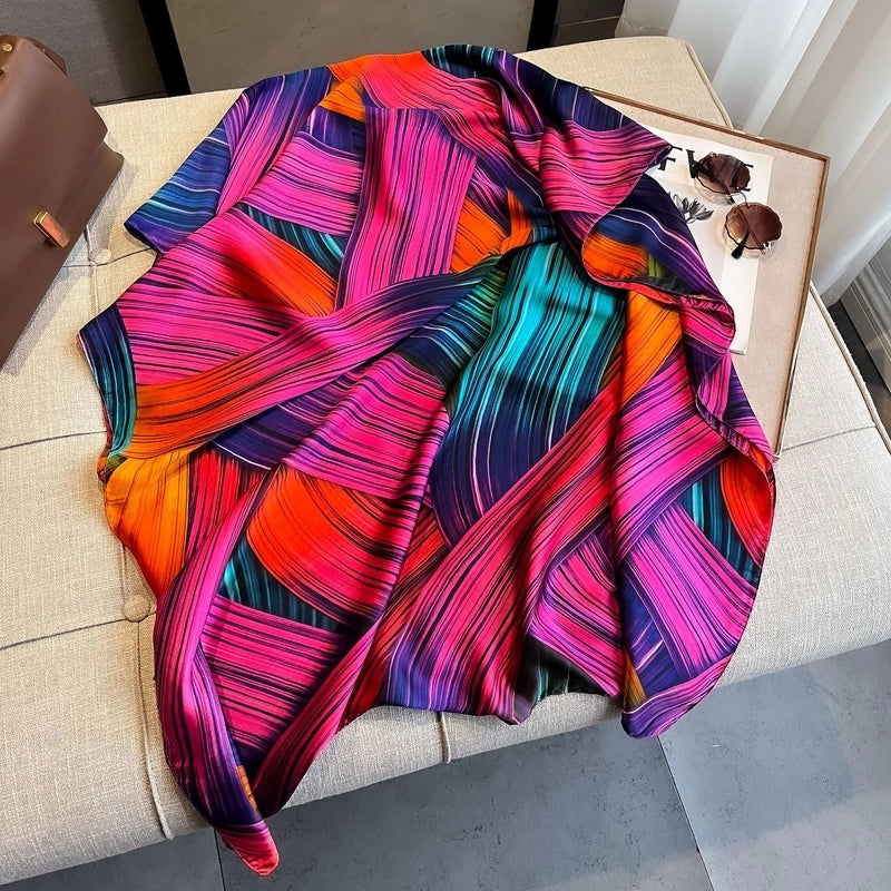 Women's Casual Elegant Minimalist Geometric Satin Silk Scarf