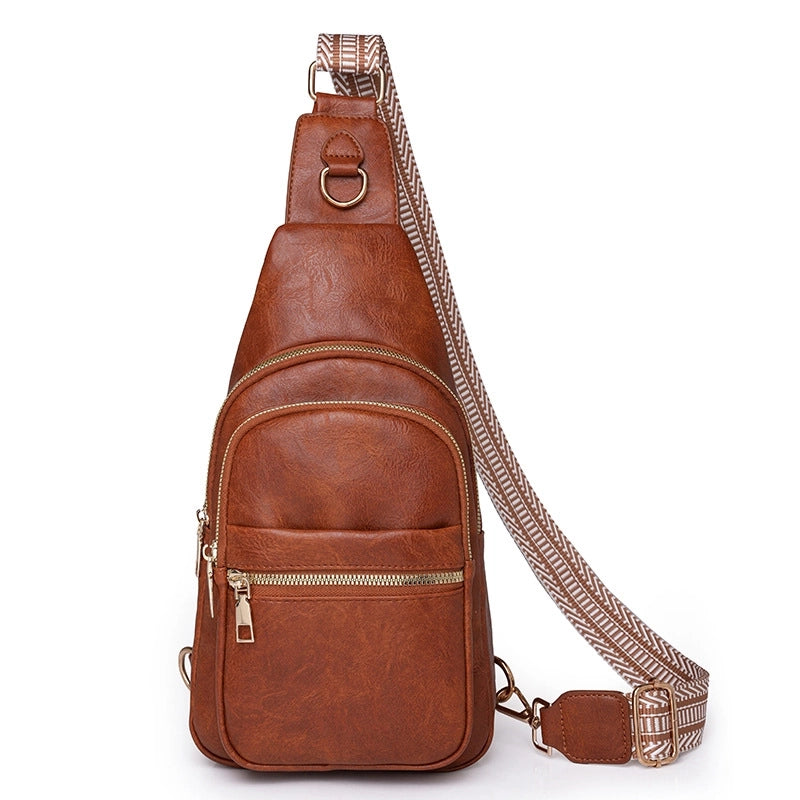 Women's Pu Leather Solid Color Vintage Style Classic Style Square Zipper Crossbody Bag Fanny Pack