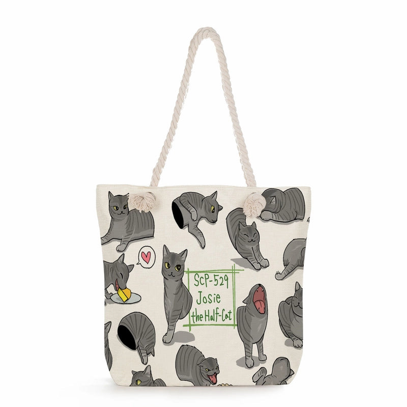 Women's Medium Linen Cartoon Elegant Basic Classic Style Square Zipper Canvas Bag