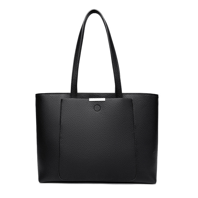 Women's Large Pu Leather Solid Color Streetwear Zipper Tote Bag