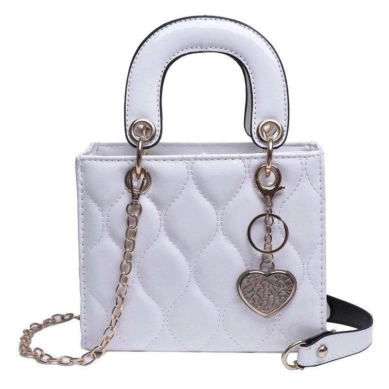 Women's Medium Pu Leather Lingge Fashion Square Zipper Crossbody Bag