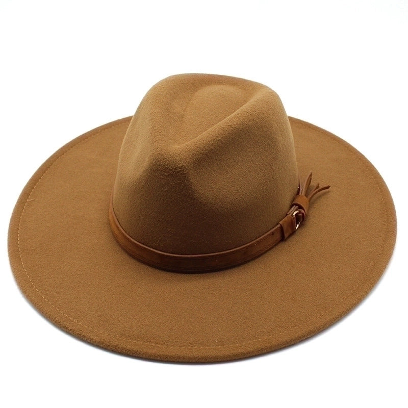 Unisex  Solid Color Flat Eaves Fedora Hat