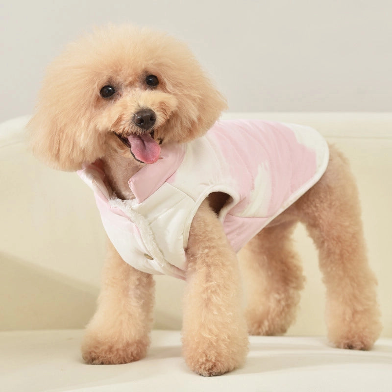 Autumn And Winter Pet Clothes With Velvet Padded Cotton-padded Jacket Teddy Bear Small And Medium-sized Dog Cotton-padded Jacket Warm Waterproof Vest