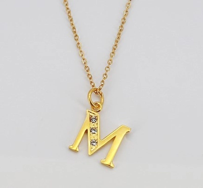 Minimalist Letter 304 Stainless Steel Rhinestones Inlay Stainless Steel Necklaces