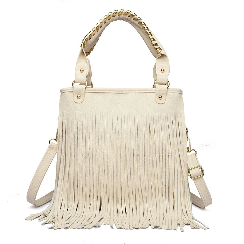 Women's Medium Pu Leather Tassel Streetwear Open Handbag