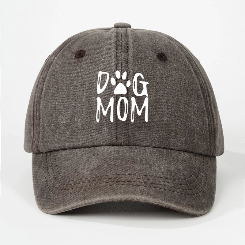 Hot Hat Printing DOG MOM Custom Washed Baseball Cap Men's And Women's Outdoor Sunscreen Soft Top Cap