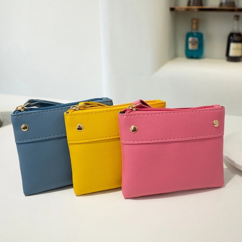Women's Small Pu Leather Solid Color Basic Classic Style Square Zipper Coin Purse