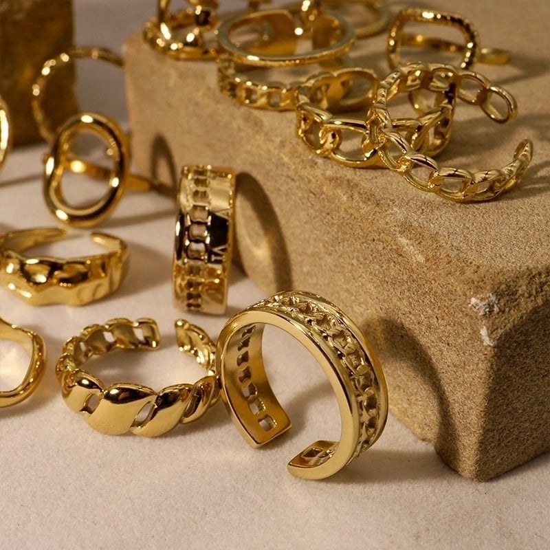 Minimalist U Shape Titanium Steel Plating 18k Gold Plated Open Ring