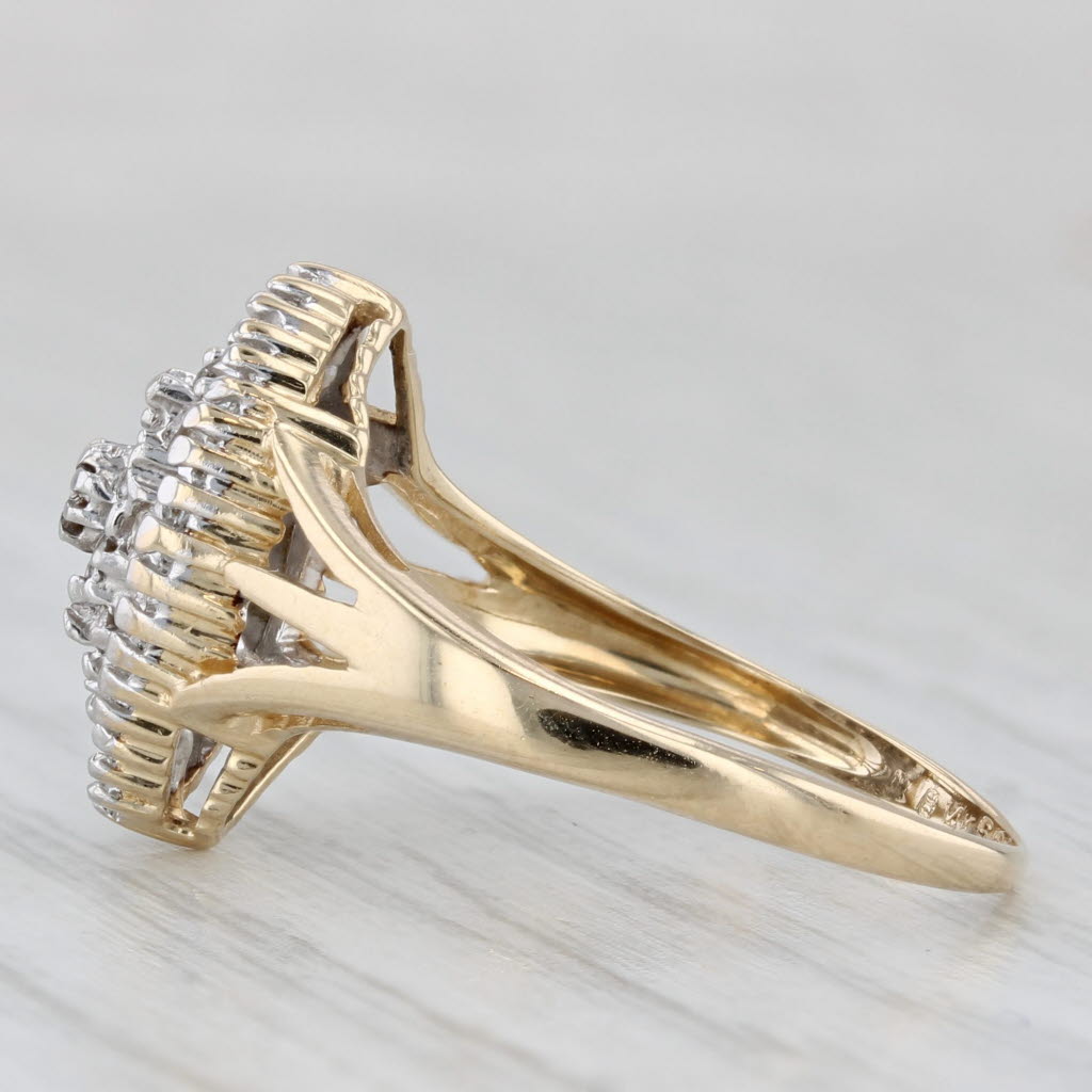 0.50ctw Diamond Cluster Halo Ring 14k Yellow Gold Size 7.5