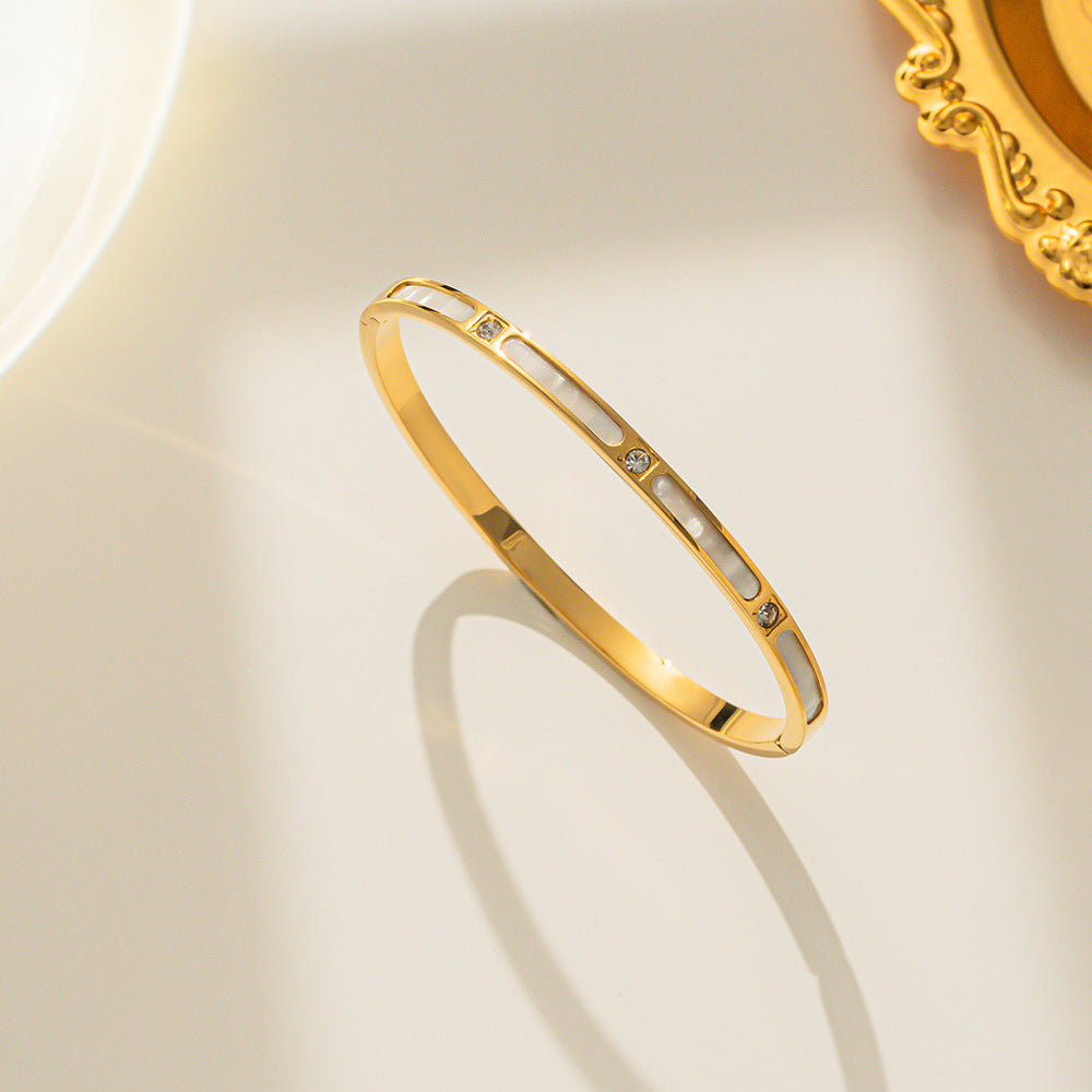 Shell Titanium Steel 18K Gold Plated Bangles