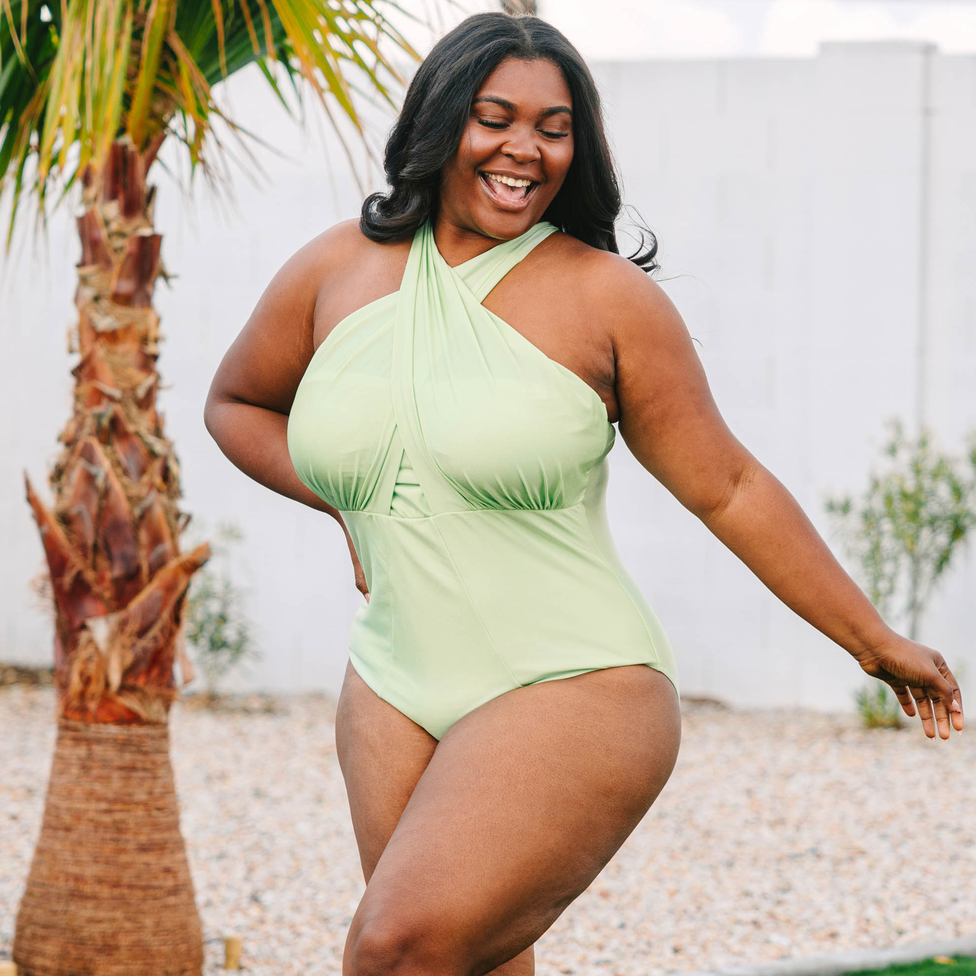 Sandy Beach Swimsuit. Shimmer Green