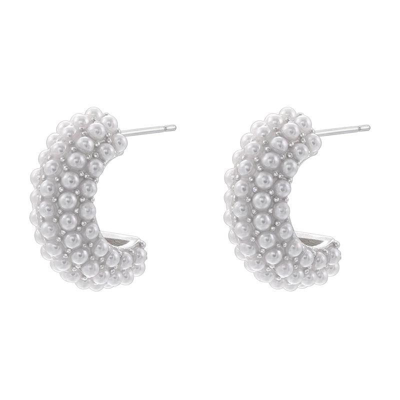 1 Pair Casual Elegant Minimalist C Shape Water Droplets Plating Inlay Copper Artificial Pearls 18k Gold Plated Earrings