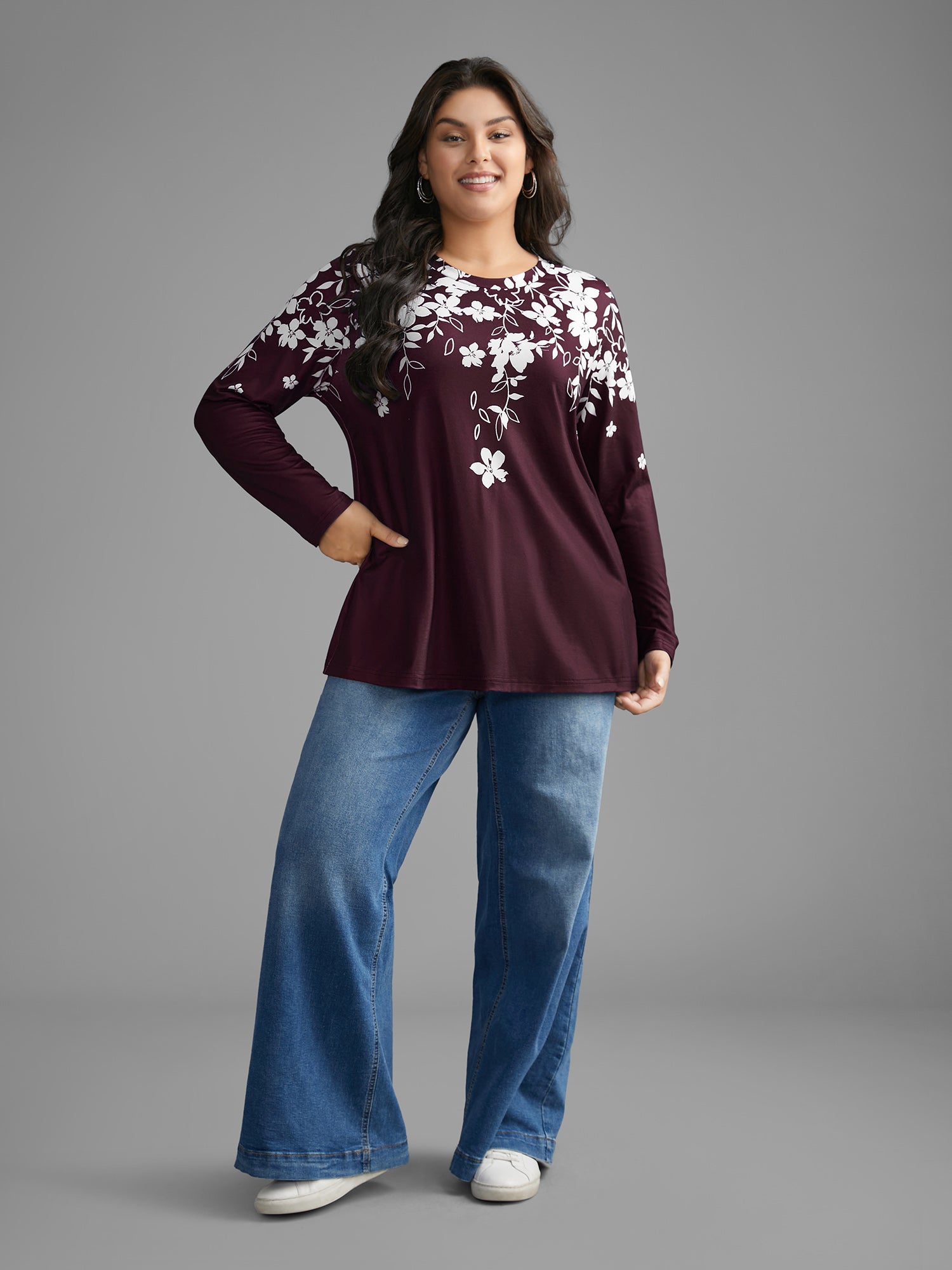 Round Neck Boho Print T-Shirt