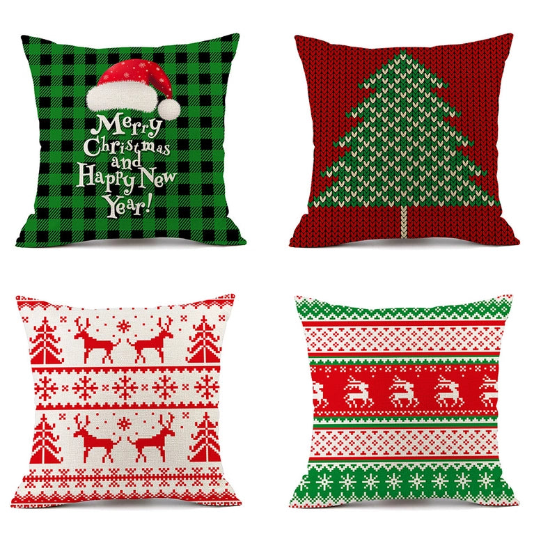 Christmas Ethnic Style Letter Elk Polyester Pillow Cases Couch & Sofa Decor
