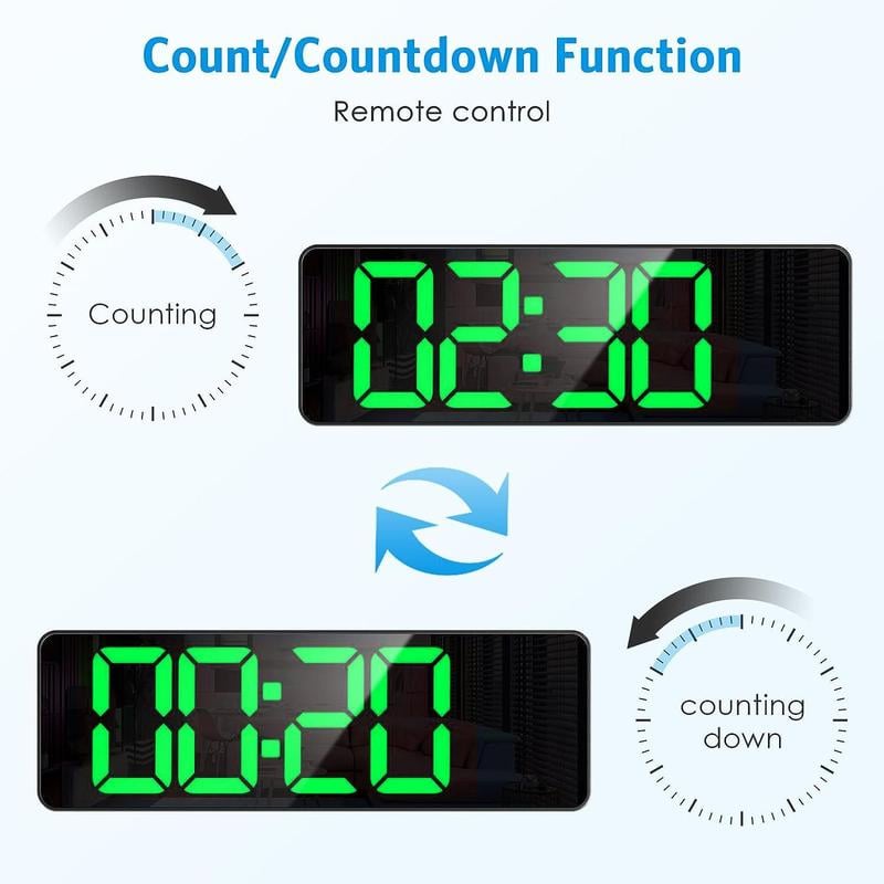 ⚡13 Large Digital Clock with Temperature. Date. Auto DST. Night Light. Auto Brightness Dimmer