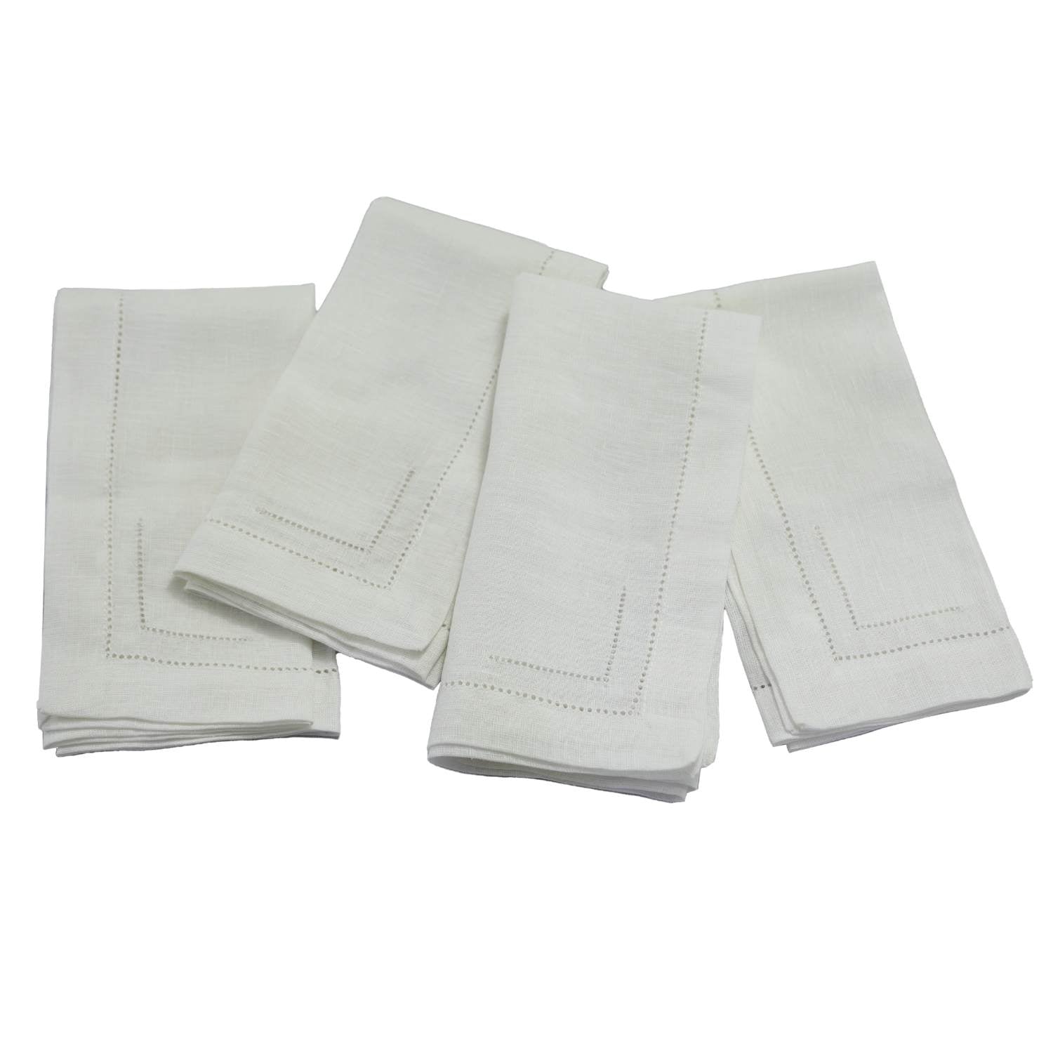 Milk White 100% Linen Incomplete Hemstitch Napkins
