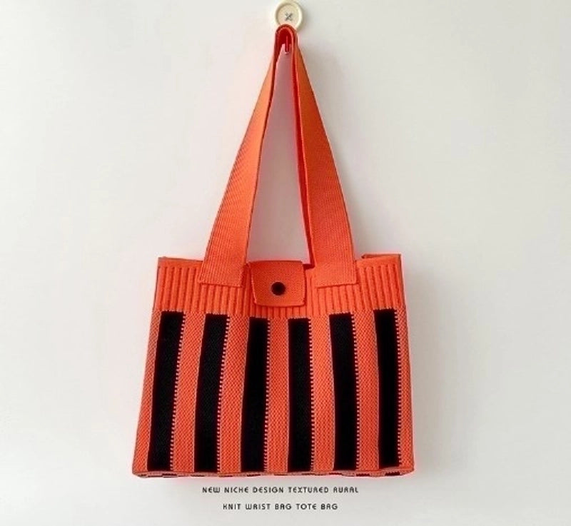 Women's Medium Polyester Stripe Beach Flip Cover Shoulder Bag