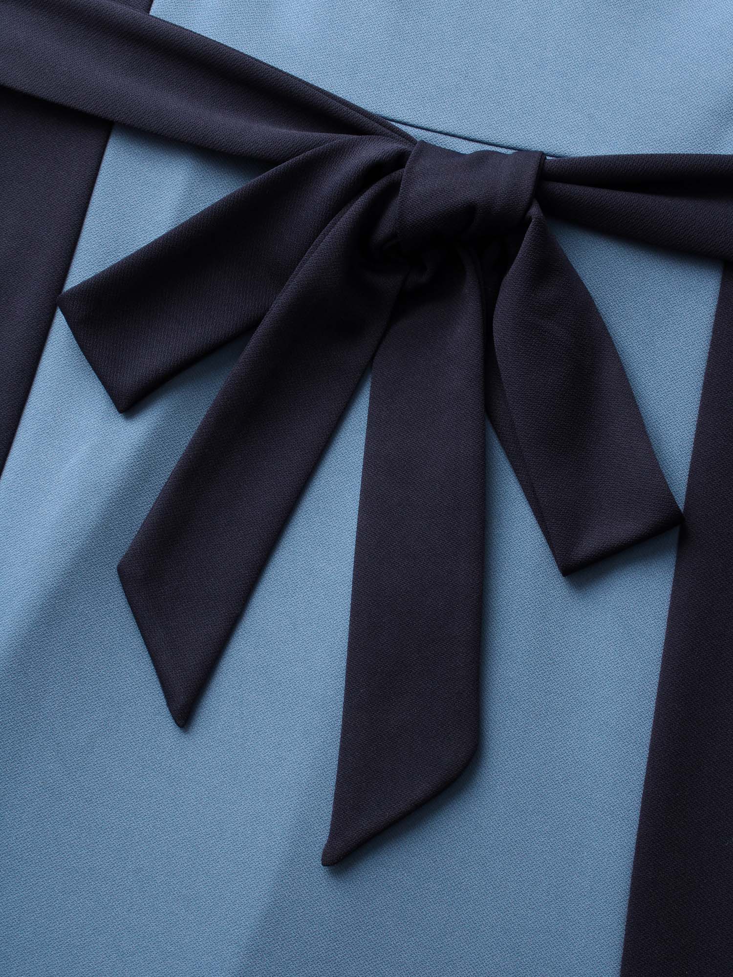 Notched Contrast Patchwork Belted Dress
