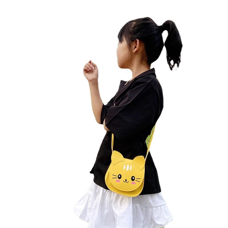 Women's Small Pu Leather Cat Cute Round Zipper Shoulder Bag Crossbody Bag
