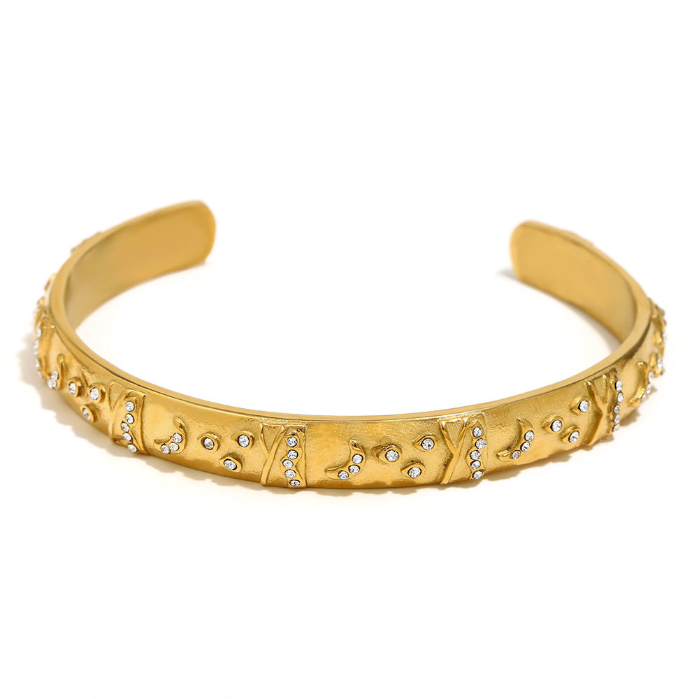 Ins Fashion Niche Advanced Versatile Ring Bracelet Stainless Steel 18K Gold Plated Tarot Earrings Female