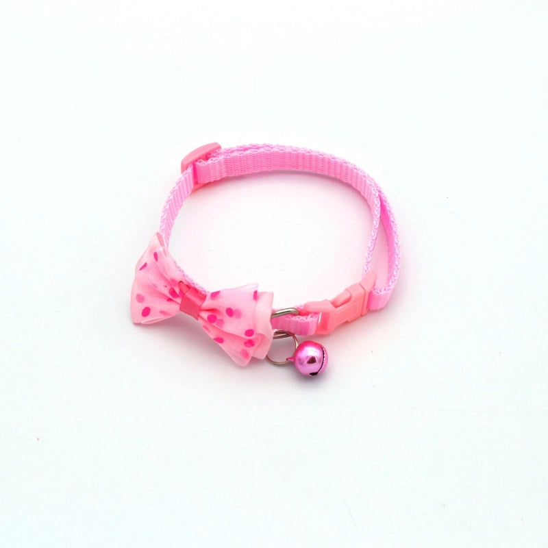Pet Collar Multi-color Optional Puppy Teddy Collar Kitten Bow Collar Colorful Bell Adjustable