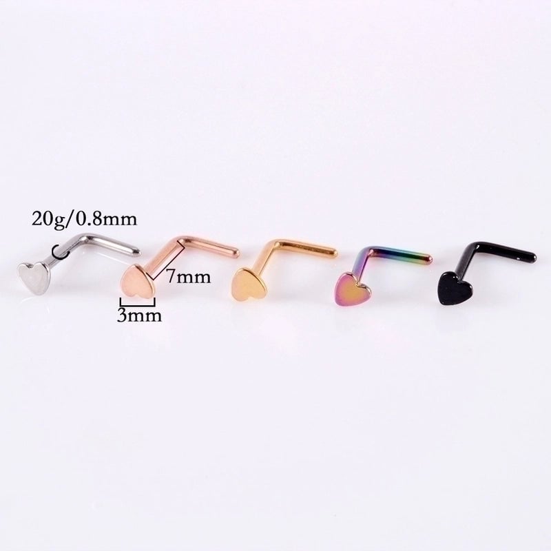 1 Piece Nose Rings & Studs Minimalist Heart Shape 304 Stainless Steel Plating 18K Gold Plated