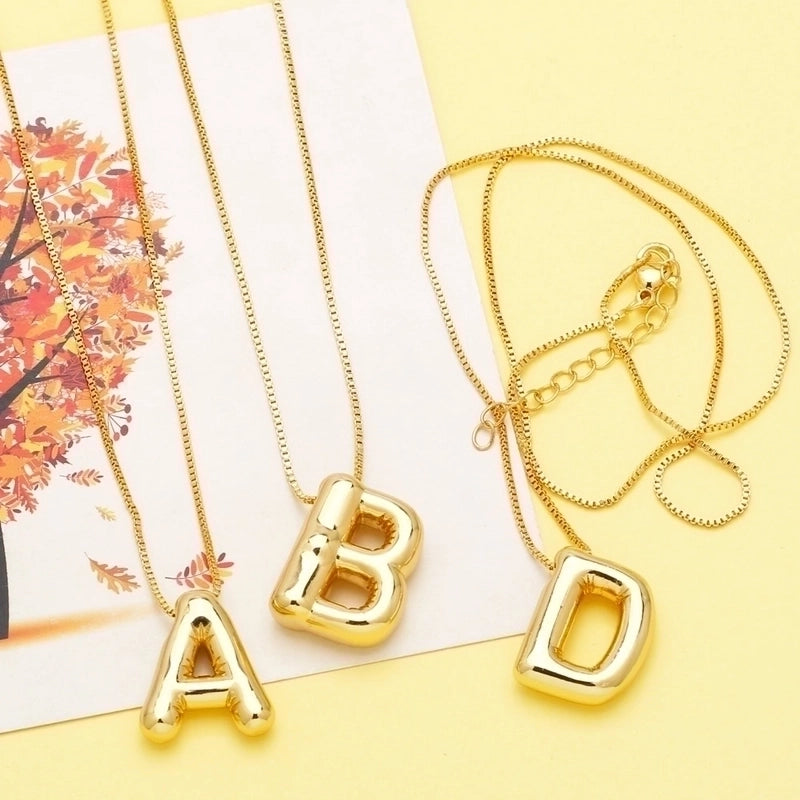 Minimalist Letter Copper Plating 18k Gold Plated Necklace Pendant