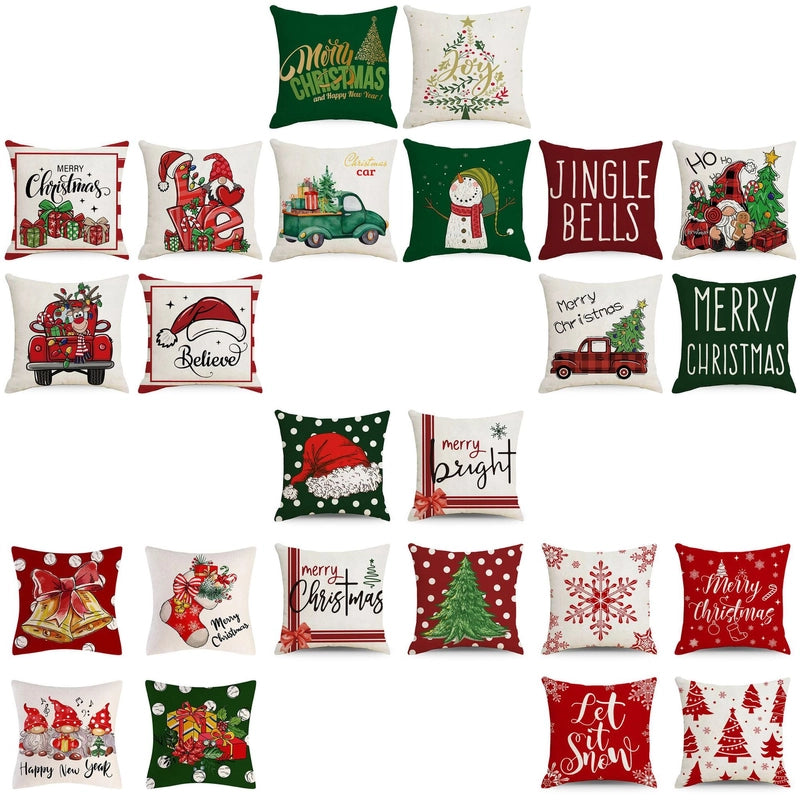 Fashion Christmas Tree Christmas Socks Letter Linen Pillow Cases