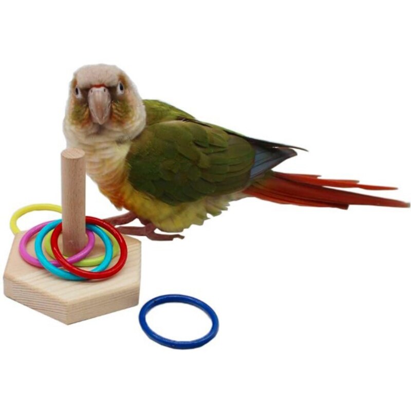 Wooden Stacking Rings Toy For Pet Birds