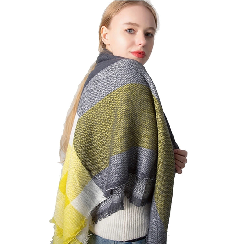 Women's Casual Color Block Imitation Cashmere Scarf