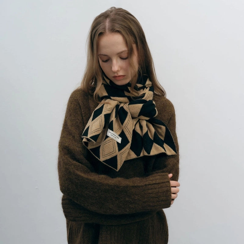 Women's Casual Vintage Style Classic Style Lingge Imitation Cashmere Acrylic Scarf