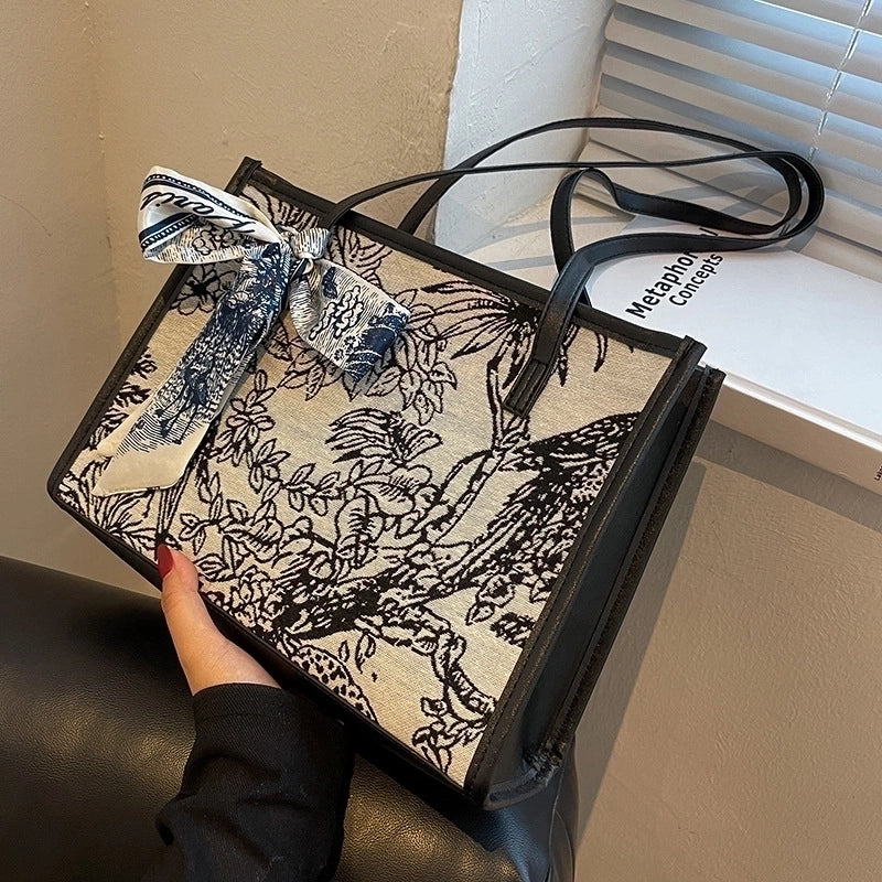 Women's Medium All Seasons Pu Leather Printing Vintage Style Square Zipper Shoulder Bag