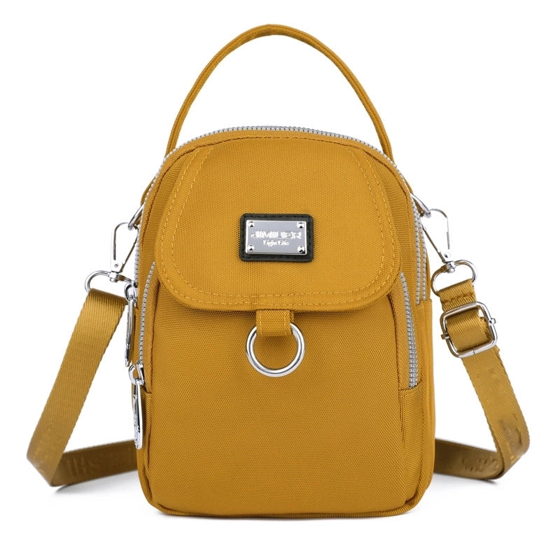 Women's Small Nylon Color Block Classic Style Semicircle Zipper Crossbody Bag