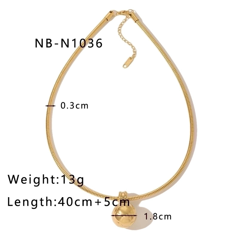 Stainless Steel 18K Gold Plated Hip-Hop Modern Style Classic Style Plating Round Heart Shape Ball Necklace