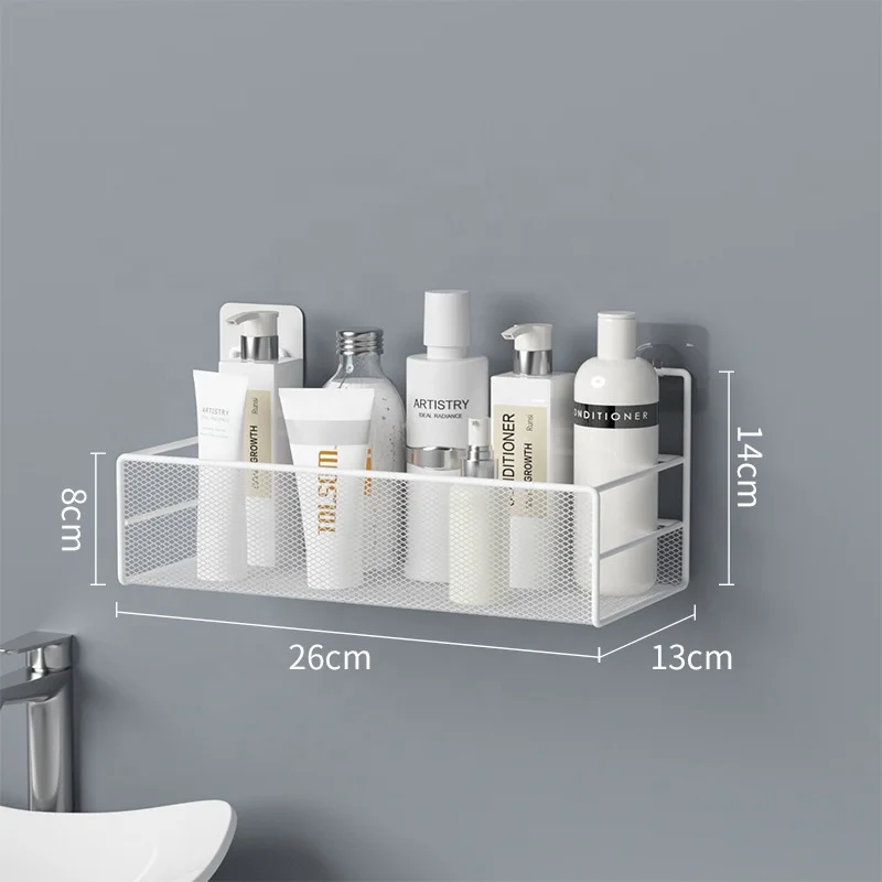 Adhesive Toilet Shelves Organizer Shelf Storage Wall Mounted Metal Bathroom Rack Shower Corner Shelf