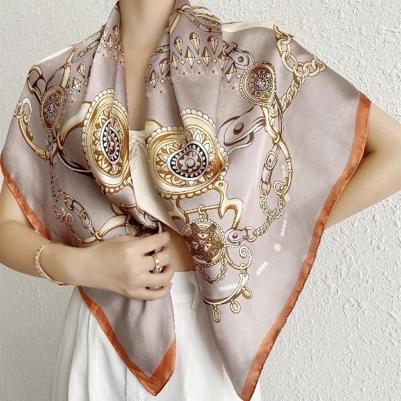 Spring Artificial Silk Women's Satin Scarf Printed All-matching Scarf 90 Large Kerchief Mother's Day Gift