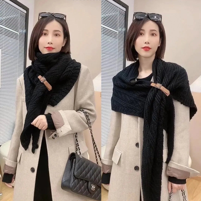 Women's Sweet Solid Color Yarn Shawl
