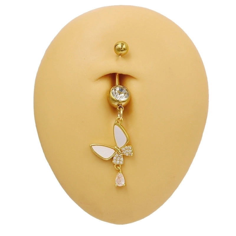 1 Piece Belly Rings Sexy Classic Style Star Heart Shape Butterfly 316L Stainless Steel  Alloy Inlay Resin Rhinestones Glass Gold Plated