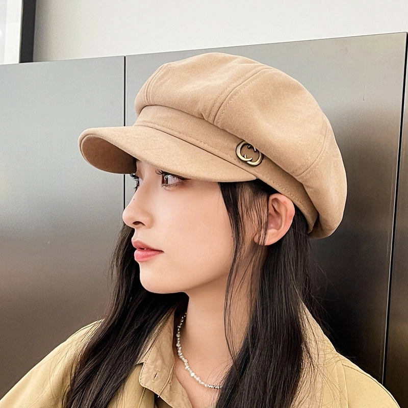 Women's Basic Solid Color Curved Eaves Beret Hat