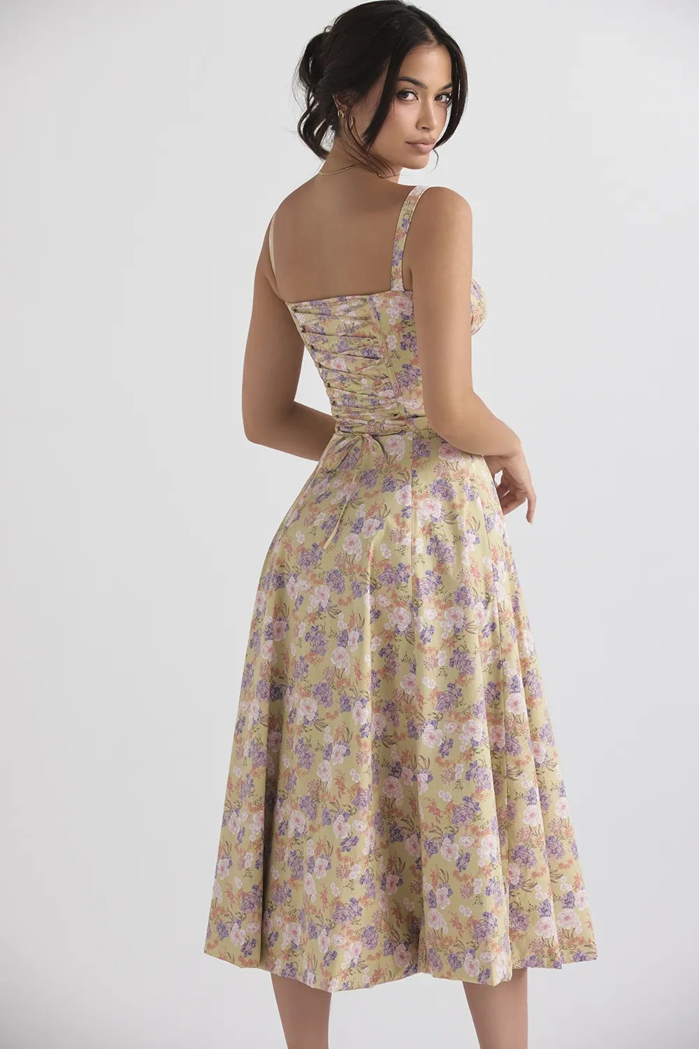 Vestido Moldeador De Cintura Con Corpiño Floral