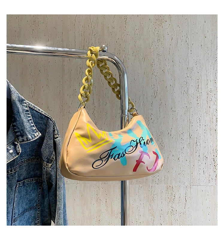 Women's Medium Pu Leather Letter Streetwear Zipper Underarm Bag