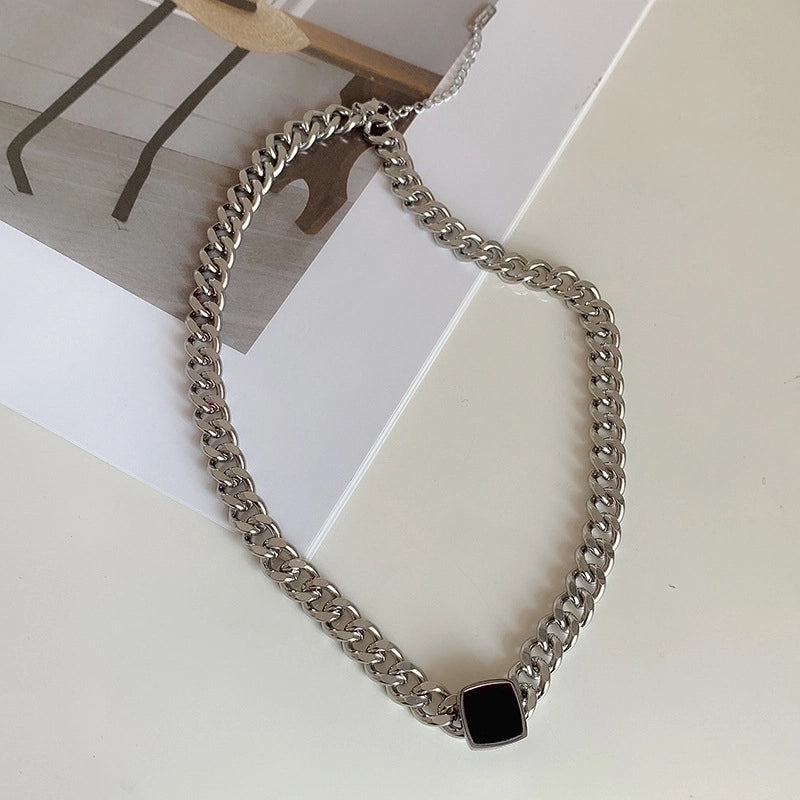 Fashion Square Titanium Steel Inlay Artificial Gemstones Rings Bracelets Necklace